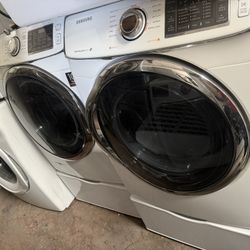 Samsung White Washer 4.5 Cu Ft Gas Dryer 7.5 Cu Ft With Pedestal 