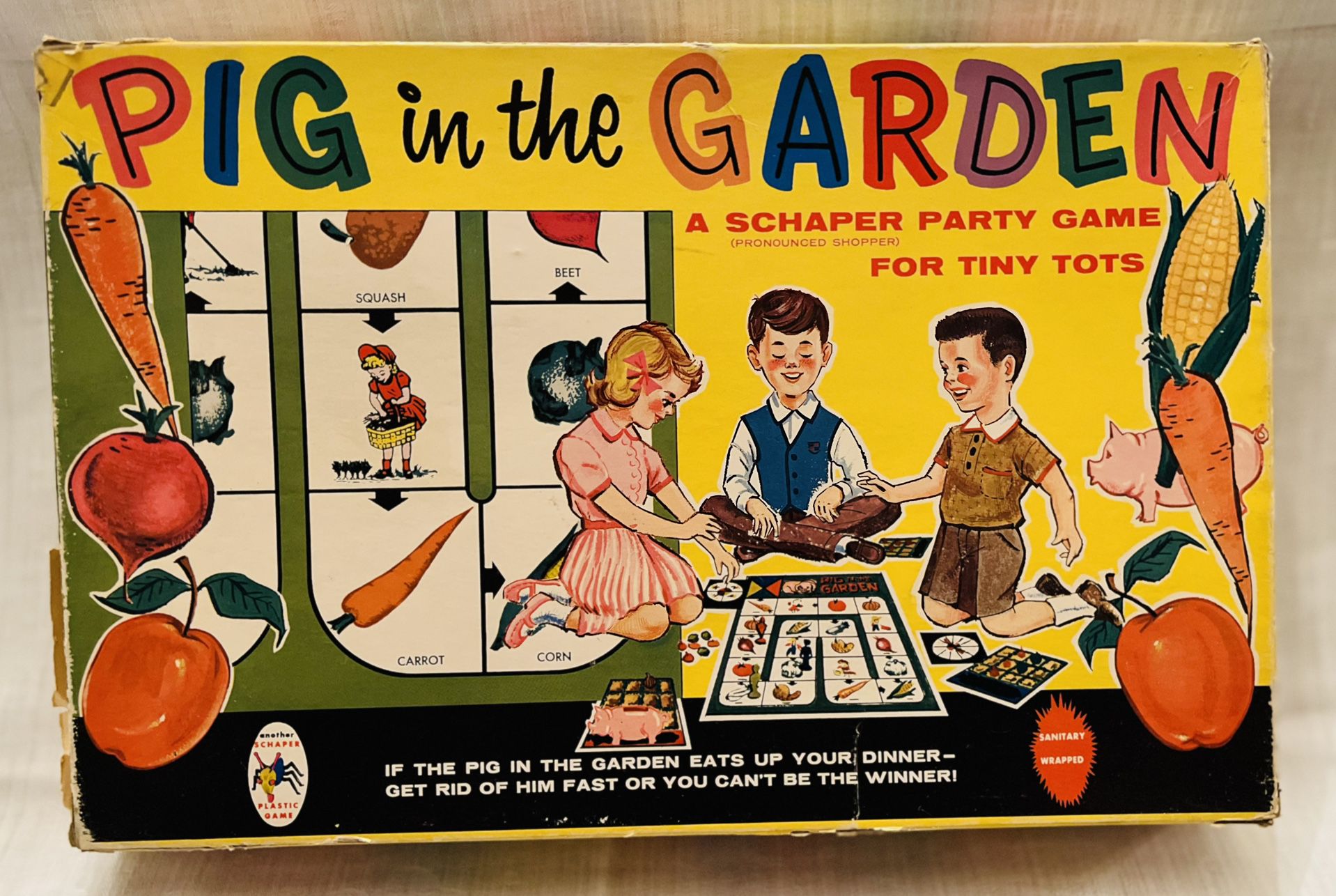 Vintage 1960 Pig In The Garden Board Game