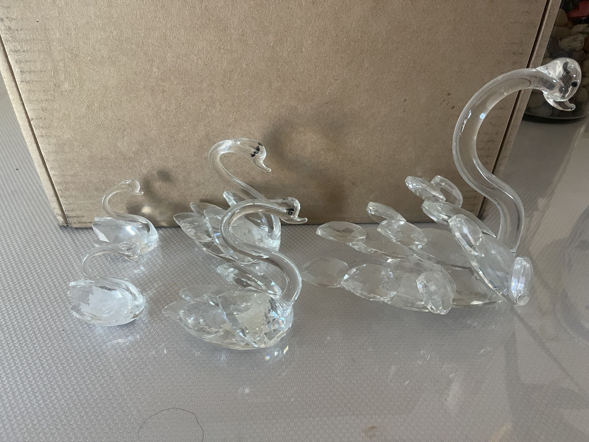 Crystal Swans. Set Of 5