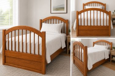 Solid Wood Twin Bed Frame – Classic Honey Oak Finish