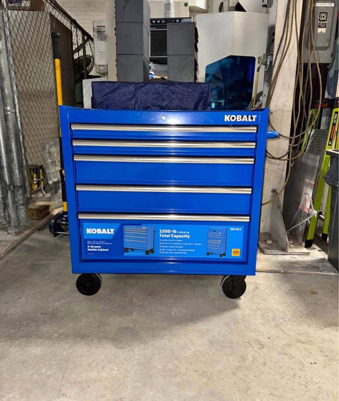 Kobalt 36-in W x 38-in H 5 -Drawer Metal Rolling Tool wCabinet ( Blue )