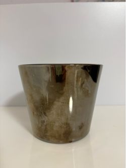 Full Silver Fade Ice Glass Bucket Bar Serving Barware or Vase Vintage MCM