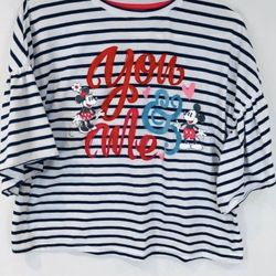 Disney Parks Mickey & Minnie Mouse "You & Me" Valentine's Day Love Blouse NWT NEW