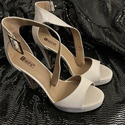 White Open Toe Strap High Heel Drag Queen Costume Shoe Shoes Size 11 Women’s 