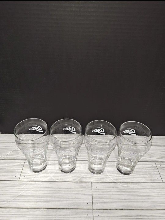 Vintage Coca Cola Enjoy Coca Cola Coke Bell Shaped Glasses Script Letters Set 4