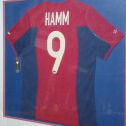Mia Hamm Soccer Jersey Nike Dri-FIT Red Number 9 Limited Edition Rare World Cup Jersey Professionally Mounted And Framed Behind Glass Never Worn