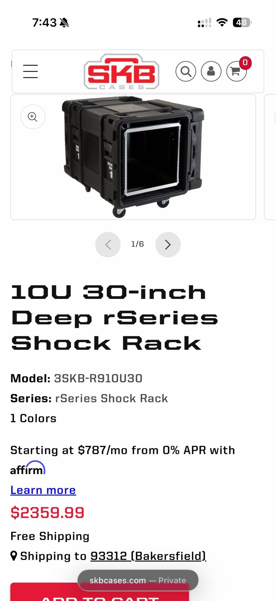 SKB 3SKB-R910U30 10 RU Shock Rack Case