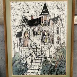 Victorian house, watercolor, signed by the artist