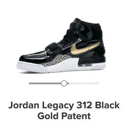 Jordan legacy 312 black gold patent size 4.5 Y