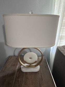 Gold / Brass Open-Ring Table Lamp with Marble Base  Price: $75 OBO