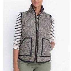 J.Crew Womens Black Herringbone Excursion Quilted Puffer Vest Jacket Sz. Small