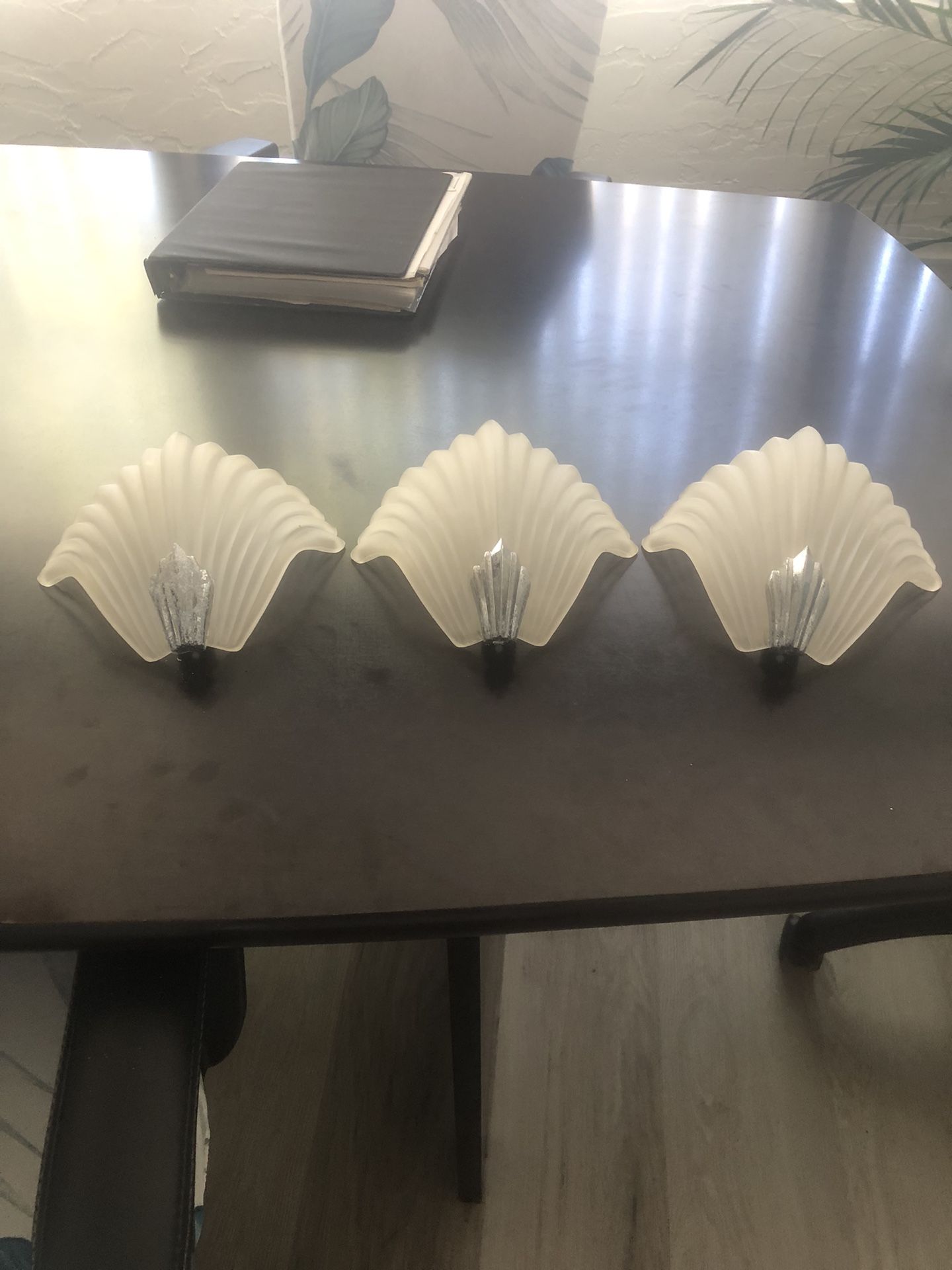 Vintage Frosted SHELL Shape Glass Light Bathroom Defuser Wall Sconce MCM