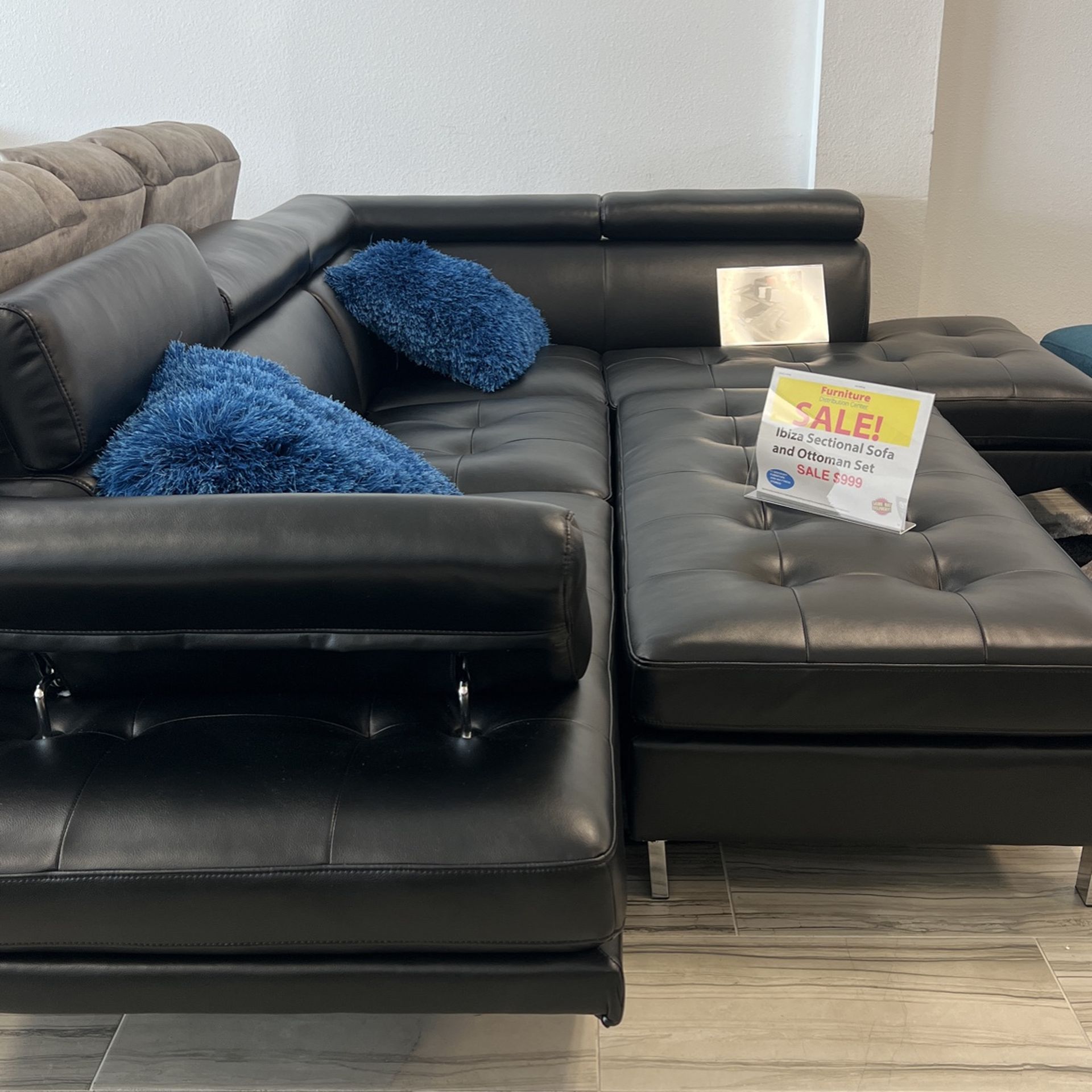 BLACK IBIZA SMALL SECTIONAL SET!$899!*SAME DAY DELIVERY*NO CREDIT NEEDED*
