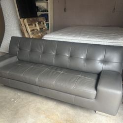 Real Genuine Leather Grey Sofa 