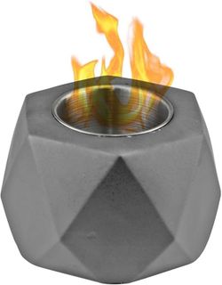 Grey Concrete Tabletop Mini Fire Pit For Indoor/Outdoor Use