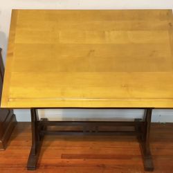 1920S FRENCH DRAFTING TABLE Restoration Hardware, Silver Desk Light, and Vintage Wooden Chair