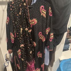 Women 3 Piece Black Color Embroidered Dress Large Size 