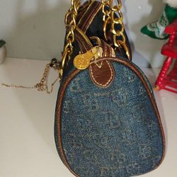 Dooney & Bourke Denim & Leather Shoulder Bag – Chain Strap
