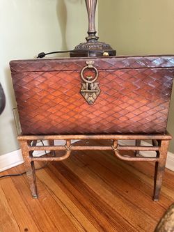 Vintage Drexel Heritage Connoisseur Tooled leather chest stand
