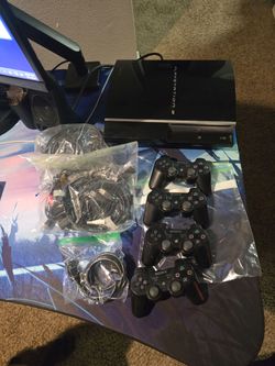 Sony PS3 Fat 40GB (CECHG01) + 4 DualShock 3 Controllers – Factory Reset – Clean Working Bundle