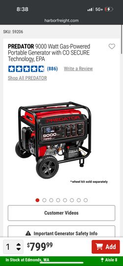 Brand New Condition 9000 WATT Generator