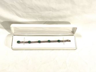 Antique great condition .925 silver bracelet with Malachite gemstones