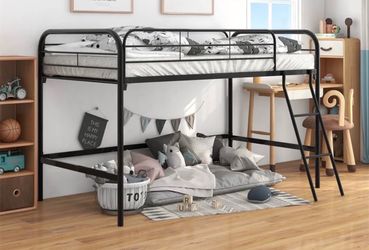 Black Metal Twin Loft Bed Frame