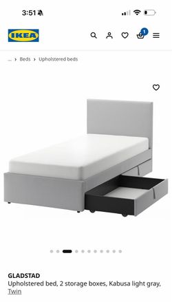 IKEA Gladstand upholstered twin bed and mattress