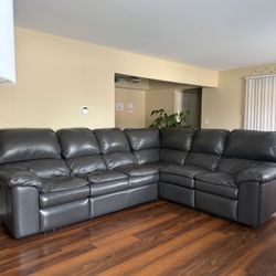 Large Leather Sectional Sofa | Recliner 