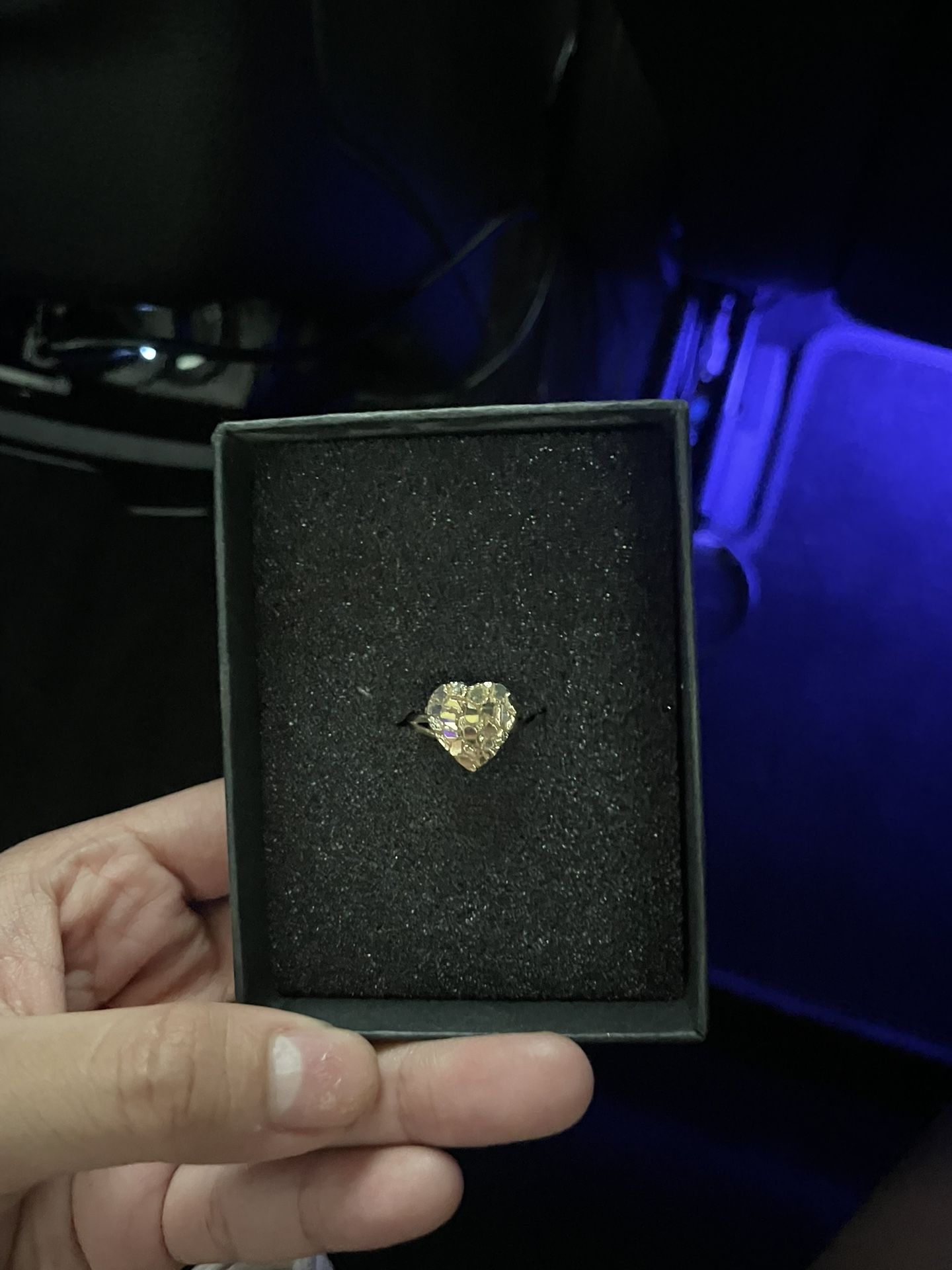 14K gold heart nugget ring