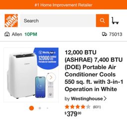 Westinghouse 12000 BTU Portable Air Conditioner