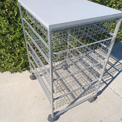 Metal Wire Storage Cart With Wheels 