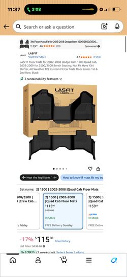 Floor mats 1500 dodge ram 2002-2008