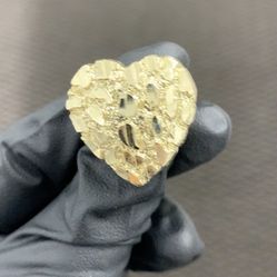 10k Gold Heart Nugget Ring -6g 