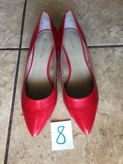 New Ladies red patent wedge shoes