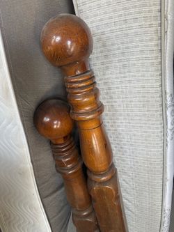 Vintage Wooden Bed Posts with Ball Finials