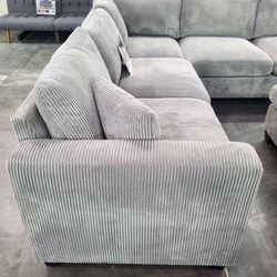 Grey Sectional Sofa - $599 / Plush Grey Corduroy 