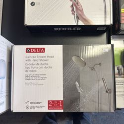 Delta Rain can Shower Head With Hand Shower