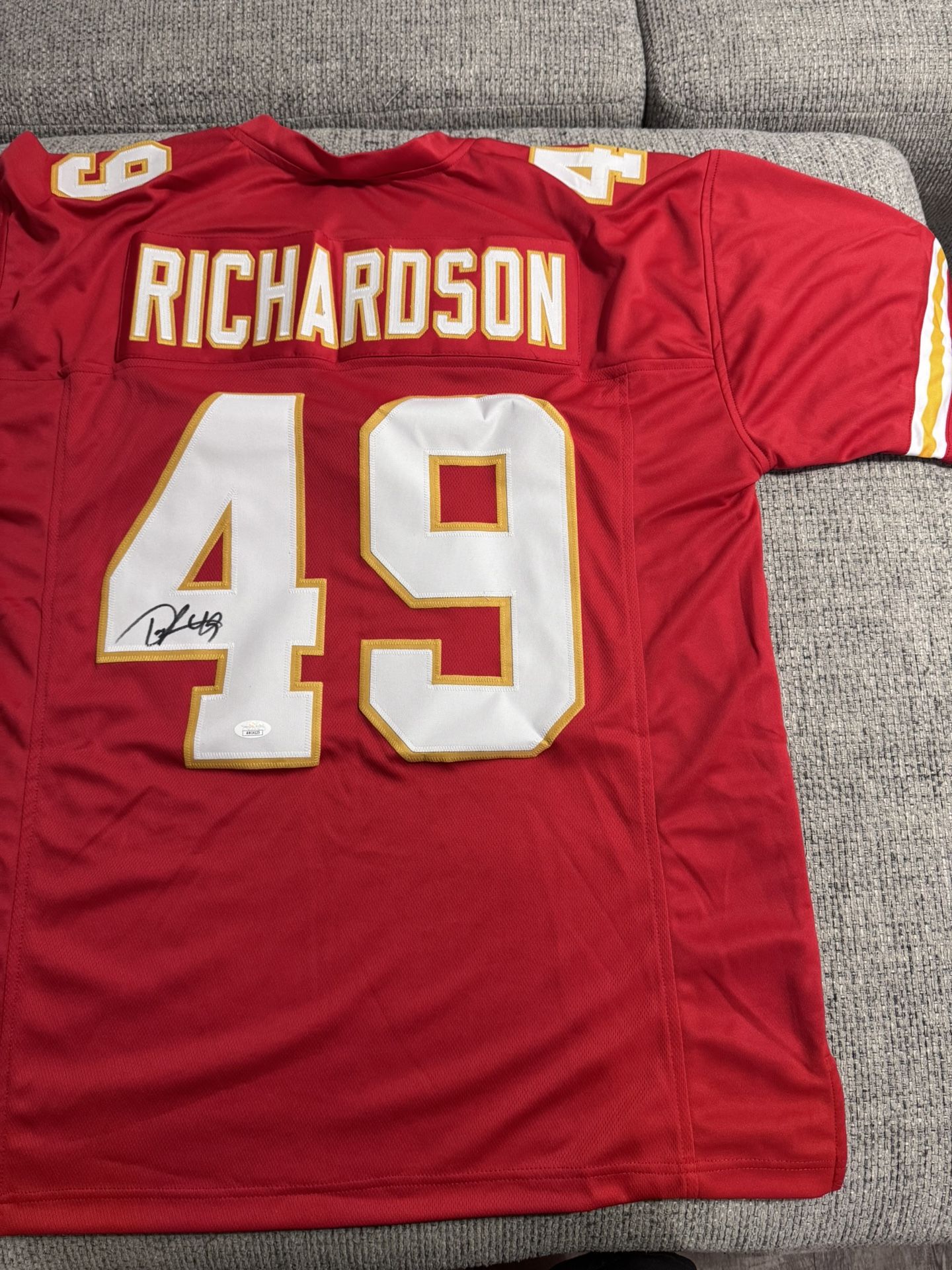 Tony Richardson Signed Autograph Custom Jersey With JSA COA (sticker Only) - Kansas City Chiefs