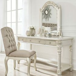 Cassimore Vanity, Mirror, and Chair
