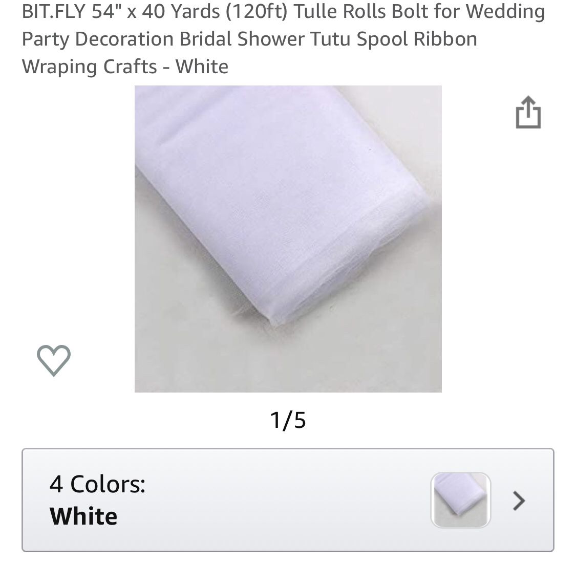 Brand NEW 120 ft (54 x 40yards) Rolls of Tulle