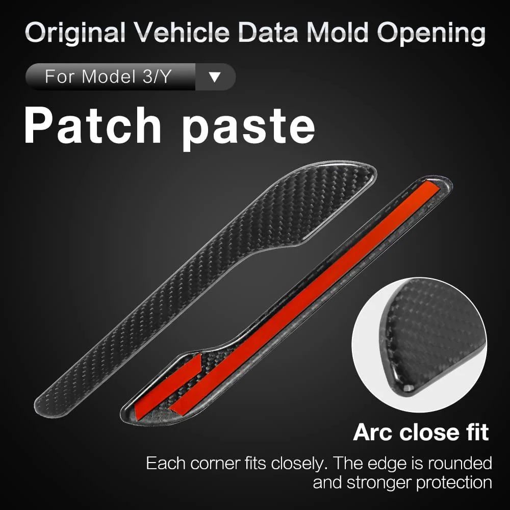 Brand New 4PCS Real Carbon Fiber Door Handle Knob Cover Trim Fit For 2017-2026 Tesla Model 3 / Tesla Model Y Juniper