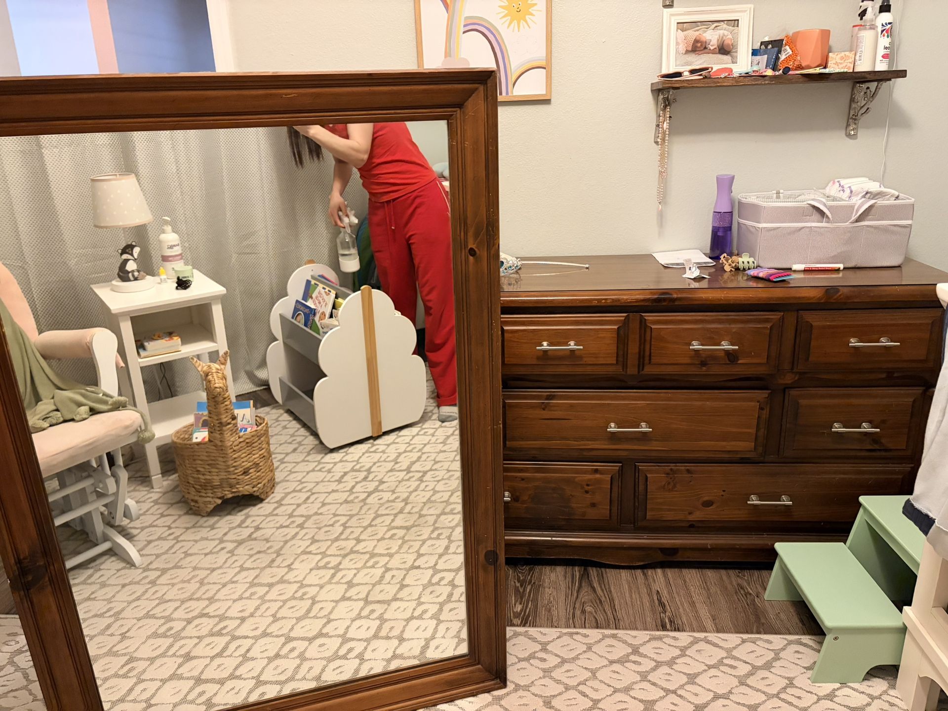 Wood Dresser + Wall Mirror