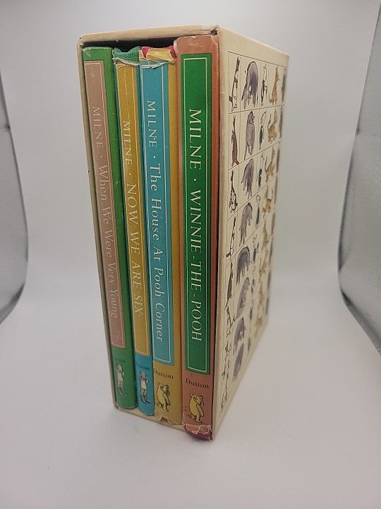 Vintage 1961 Boxed Set of 4 Pooh’s Library 1961 Hard Cover Books A.A. Milne