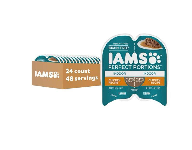 Iams Perfect Portions Grain Free Chicken Recipe Cuts wet Cat Food, 1.3 oz, 24 Pack