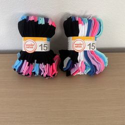 New 15 Pack Kids Socks - Girls Size Large 
