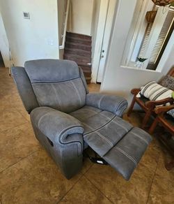 Velvet Glider Recliner with Pocket Coil Seat & Motion Reclining - Gray