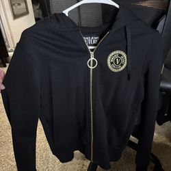 XS Versace Black Zip Up Hoodie Jacket 