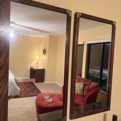 Mirror Bedroom Mirrors Pair Of Rectangular Wall Mirrors Solid Oak Walnut Mahogany Wood Framed Rectangle Hanging Mirror HEREDON 