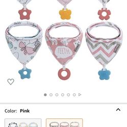 Baby Bandana Drool Bibs 6-Pack and Teething Toys 6-Pack Made with 100% Organic Cotton
